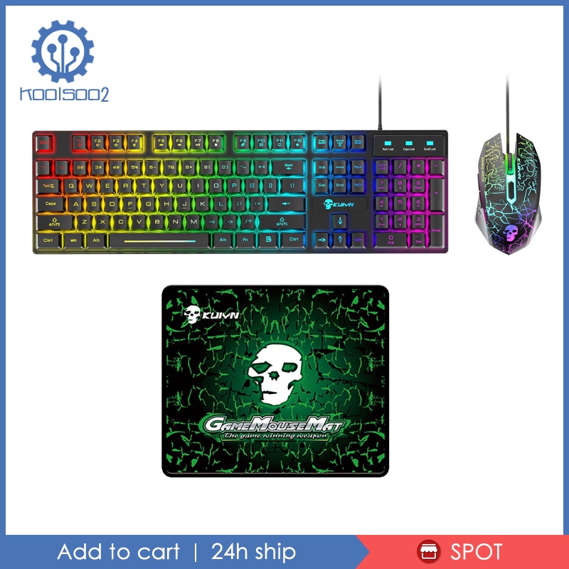 Combo Bàn Phím Cơ Gaming Koolsoo2 104 Phím Có Đèn Nền Rgb