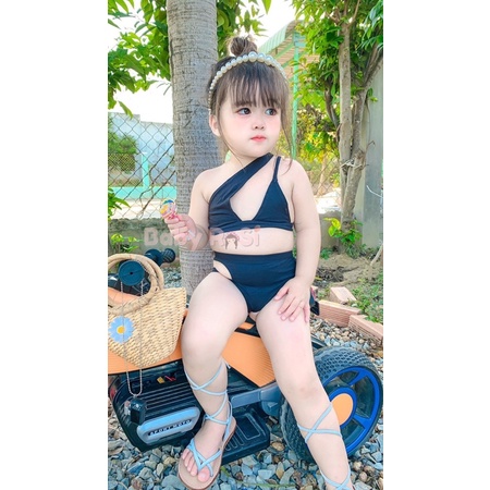 set bikini chéo dây sẻ hông cho bé