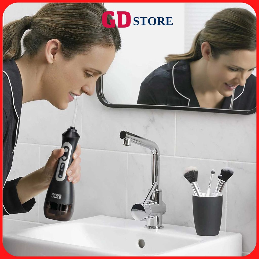 Máy tăm nước cầm tay,tăm nước mini LEBENLANG LBT1486S 3 chế độ 5 đầu tăm tặng kèm túi vải bảo hành 24 tháng