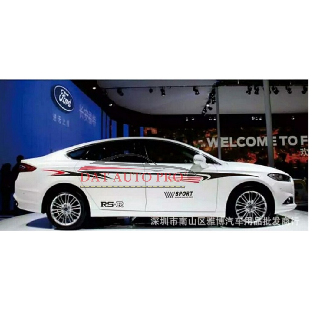 Tem dán Thân xe oto RSR sport màu đen-đỏ.