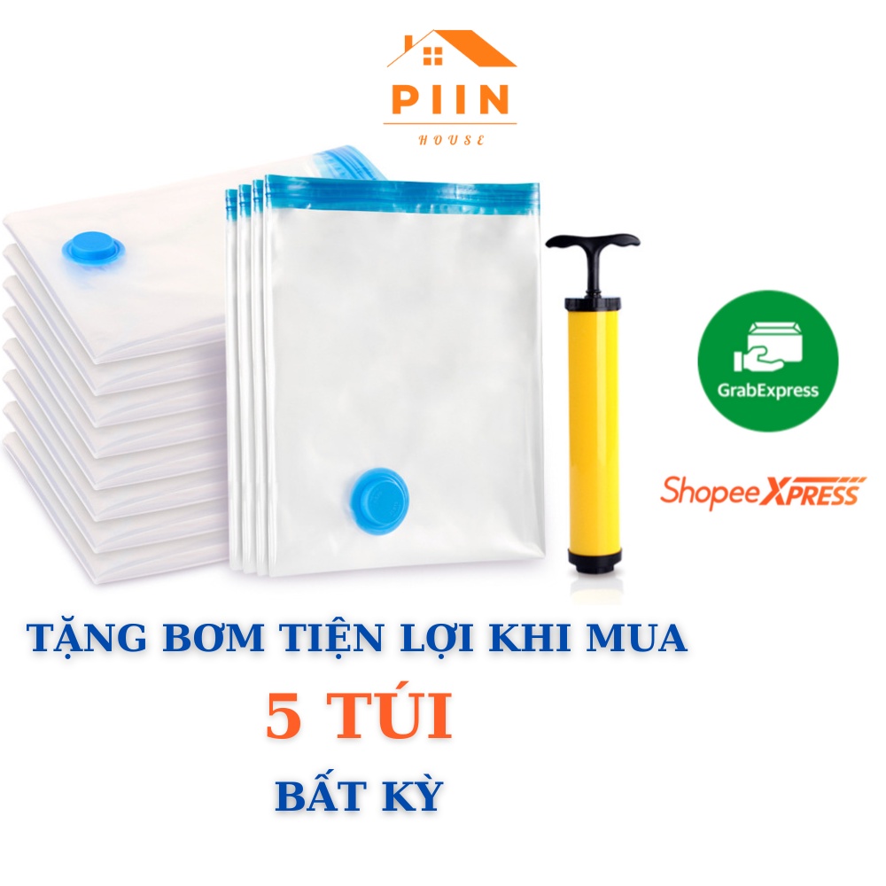 Túi hút chân không chăn màn, quần áo cao cấp tặng bơm tay khi mua từ 5 chiếc - PIIN HOUSE