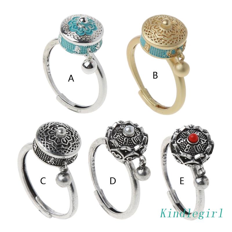 Nhẫn Cầu Nguyện Phật Giáo Tây Tạng Có Bánh Xe Xoay Được Cho Nữ