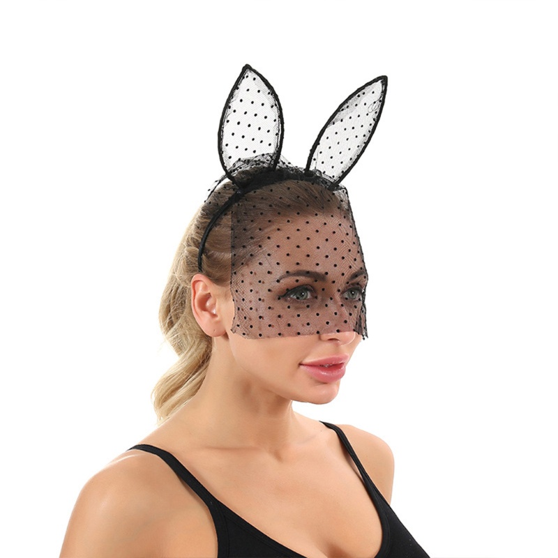 Băng Đô Tai Thỏ Bằng Ren Lưới Thời Trang Dành Cho Nữ