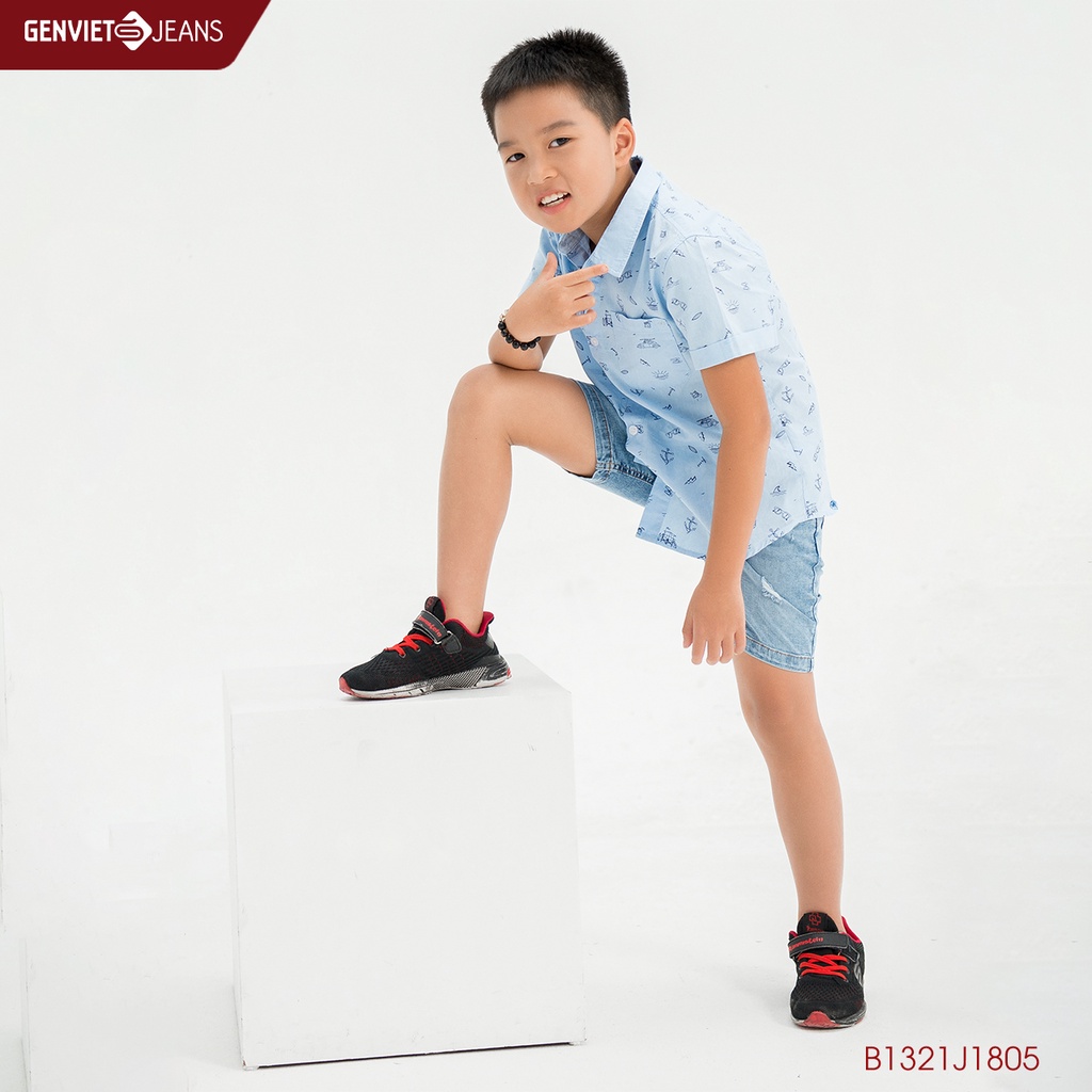 Quần Ngố Kids Cạp Chun Phối Xước GENVIET KID B1321J1805