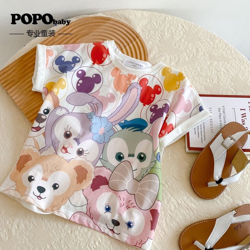 Áo Thun Tay Ngắn In Họa Tiết Hoạt Hình Dễ Thương Thời Trang Mùa Hè Cho Bé Gái