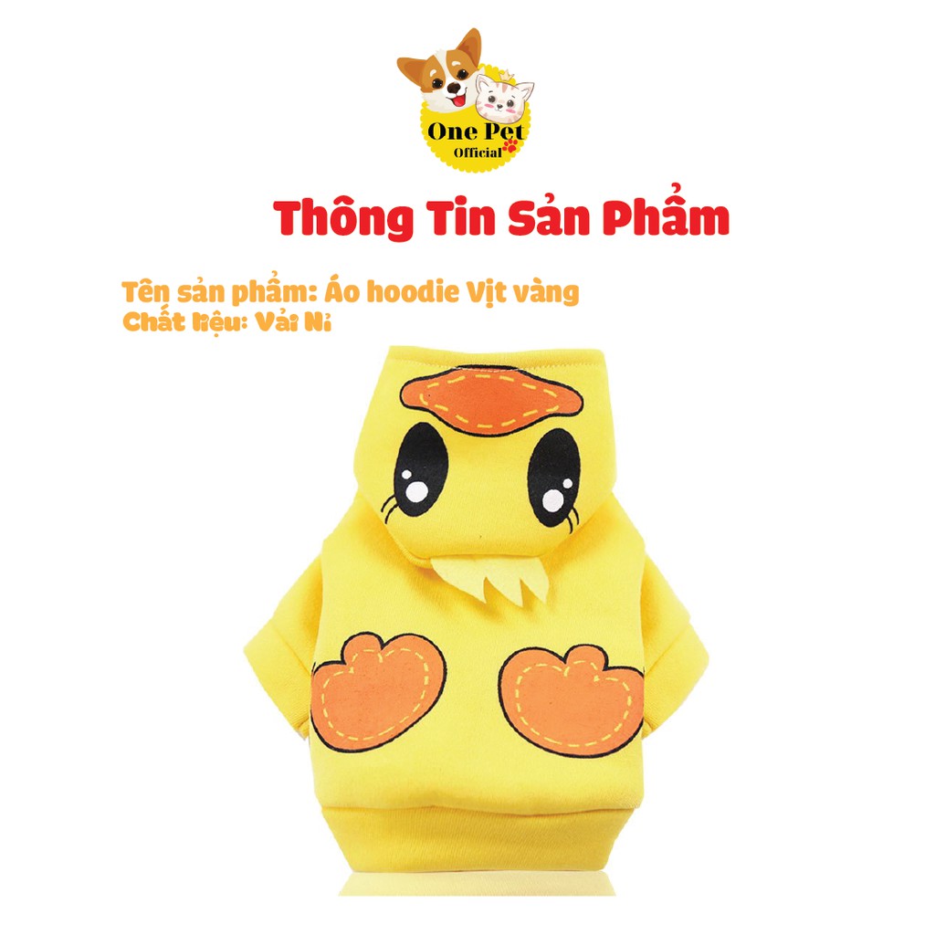 Quần áo thú cưng thời trang cho Chó, Quần áo cho Mèo hình chú Vịt vàng có nón đội - One Pet Shop