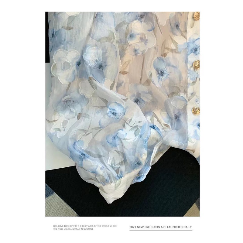 Áo Kiểu Tay Dài Dáng Rộng In Họa Tiết Hoa Phong Cách retro Thời Trang Cho Nữ