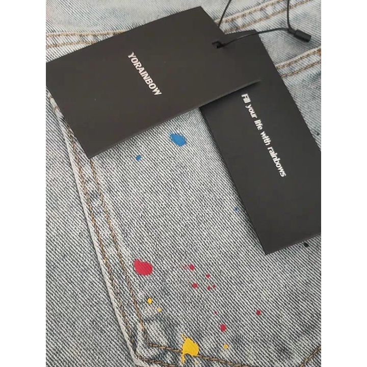 Quần Jean Vẩy Sơn PLAYAZ Paint Splatter Jeans - Light Blue