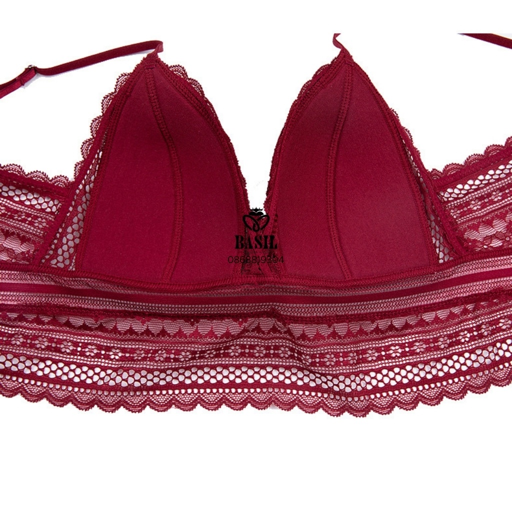 Bộ đồ lót BS02 Basil nữ chất ren không gọng đệm mỏng hở lưng