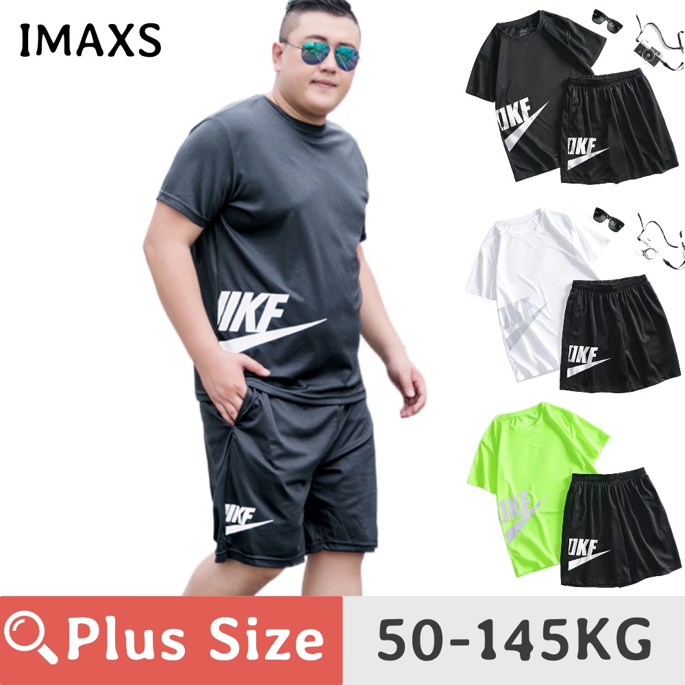 Bộ Trang Phục Thể Thao 2 Mảnh Áo Thun + Quần Short Chất Liệu Vải Nhanh Khô Thoáng Khí Có SIZE Lớn 50-145KG PLUS