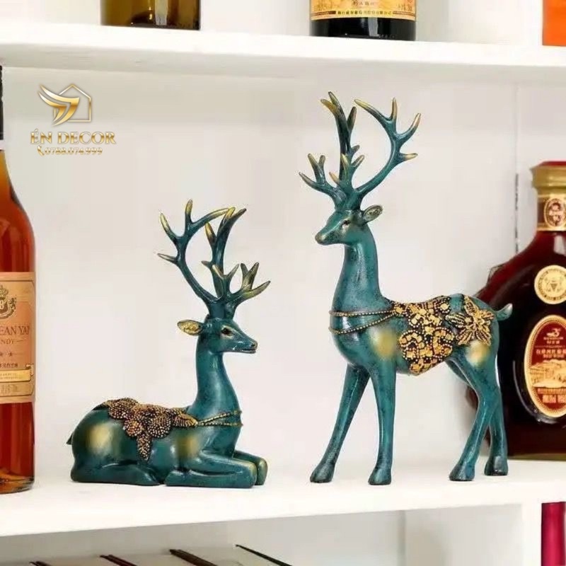 Đôi Hươu Xanh Tài Lộc, Trang Trí Phòng Khách, Trang Trí Phòng Ngủ, Én Decor