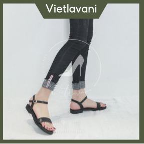 Gìay sandal đế bằng thời trang VIETLAVANI mã S12 mũi hở quai ngang kiểu dáng thanh lịch hàng chuẩn