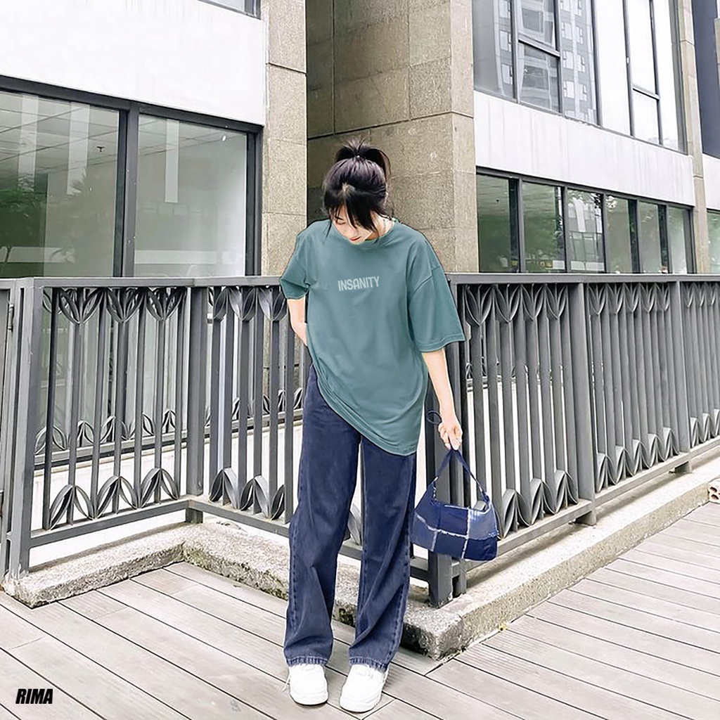 Áo Thun Tay Lở INSANITY Phông Rộng Nam Nữ Unisex Cotton Cao Cấp Đẹp Ngắn Freesize Hình Trắng Đen Xanh Navy Họa Tiết RIMA