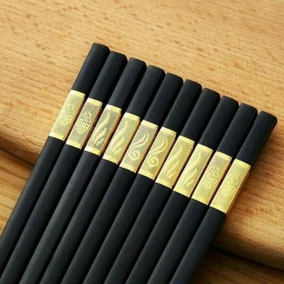 Đũa ăn cơm (10 ĐÔI) khảm vàng Hàn Quốc