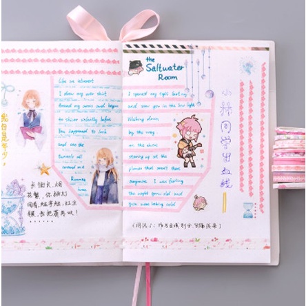 Washi Tape băng dính cute set 2-5 cuộn dùng trang trí sổ tay, album ảnh, scapbook