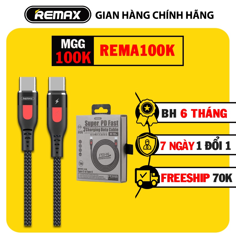 Cáp sạc Remax RC151 dành cho Iphone 12mini/12pro/12promax Lightning - Type C và Type C – Type C