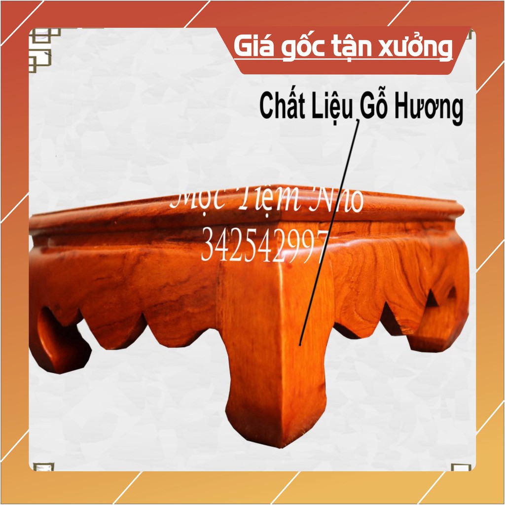 !!! HÀNG THỦ CÔNG !!! Đế chân quỳ gỗ hương vuông cao 9cm nhiều cỡ mặt 16cm