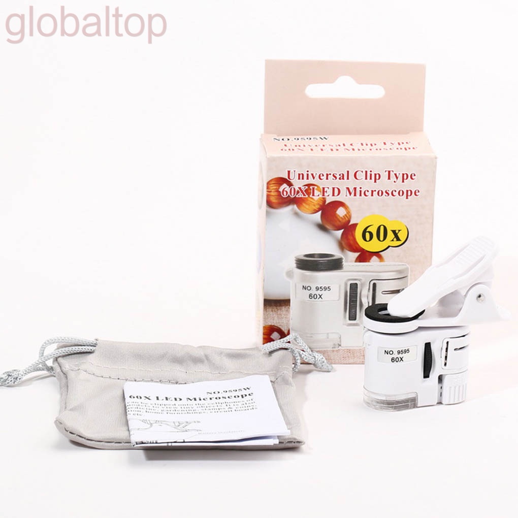 Ống kính phóng to 60 lần có đèn LED UV cho điện thoại