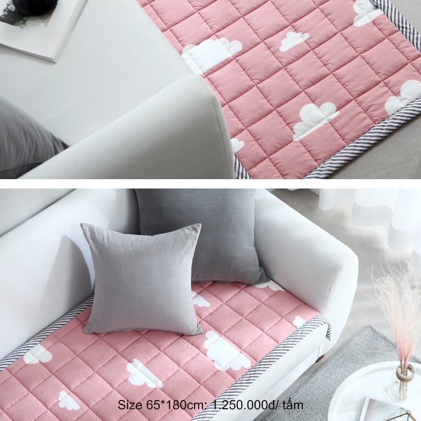 Tấm trải Sofa đa năng Hàn Quốc Cloud Cotton sofapad Pink  180*65cm