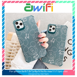 Ốp lưng iphone da Auto Focus Mikkey m0use xanh lá 7/7plus/8/8plus/x/xr/xs/11/12/pro/max/plus/promax - Awifi Case T6-15