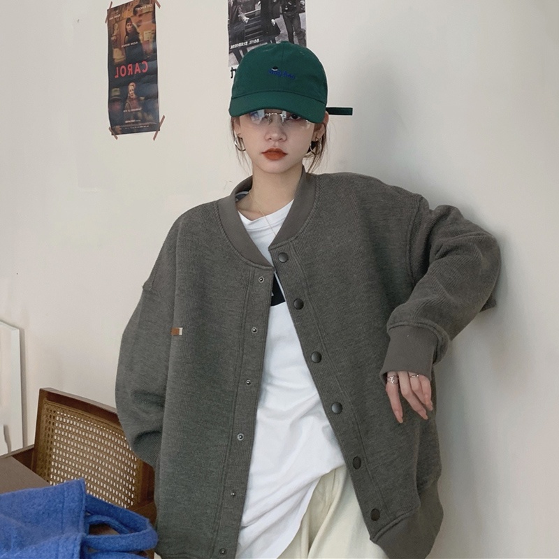 Áo Khoác Bóng Chày Tay Dài Thời Trang Hàn Quốc Cho Nữ (2 Màu)