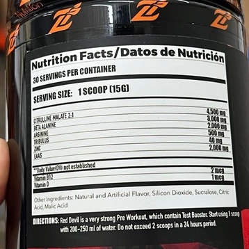 ZNUTRITION RED DEVIL PREWORKOUT - TĂNG SỨC MẠNH KHÔNG CHẤT KÍCH THÍCH, ZMA TĂNG TESTOSTERONE (30 LẦN DÙNG)