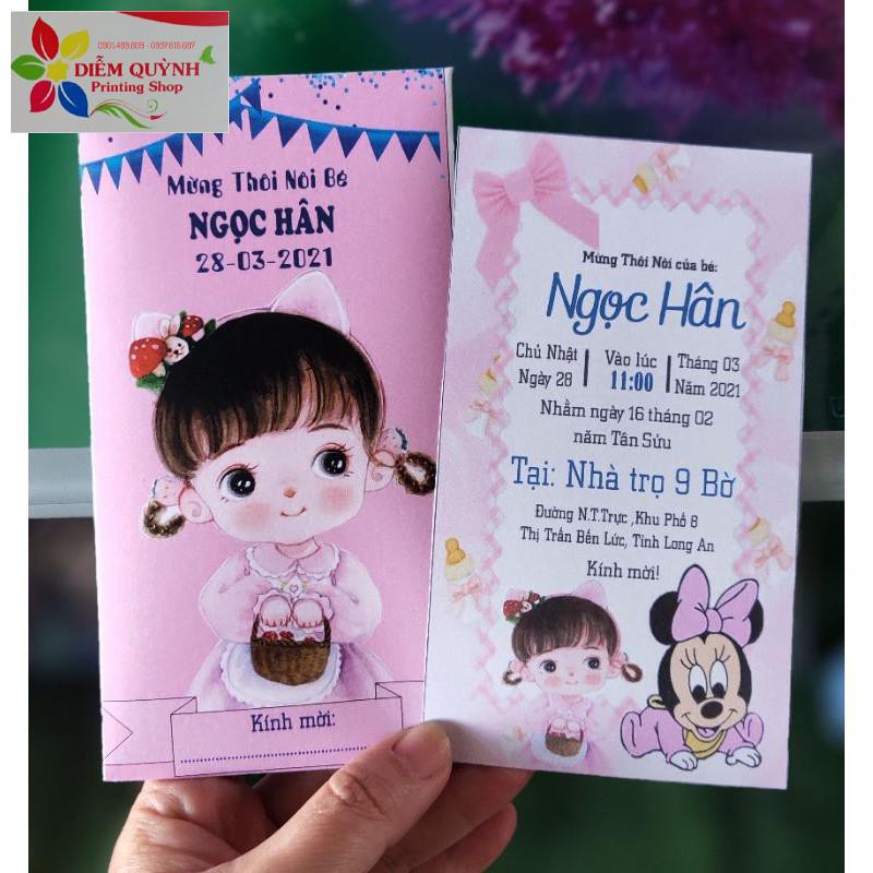 🍀Shop Uy Tín🍀 Thiệp thôi nôi, sinh nhật, đầy tháng. Combo 60 bộ
