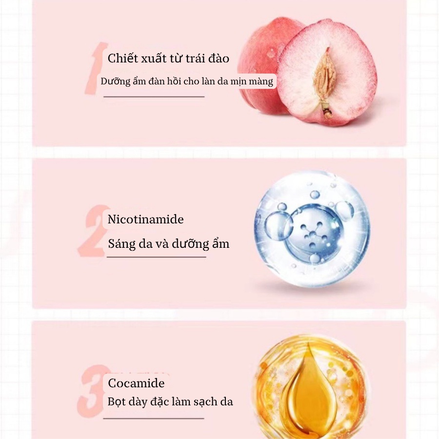 [ST01] CAO CẤP Sữa Tắm Tạo Bọt Trắng Da Tinh Chất Đào Siêu Thơm Sữa Tắm Bồn Trẻ Hoá Da Dưỡng Ẩm