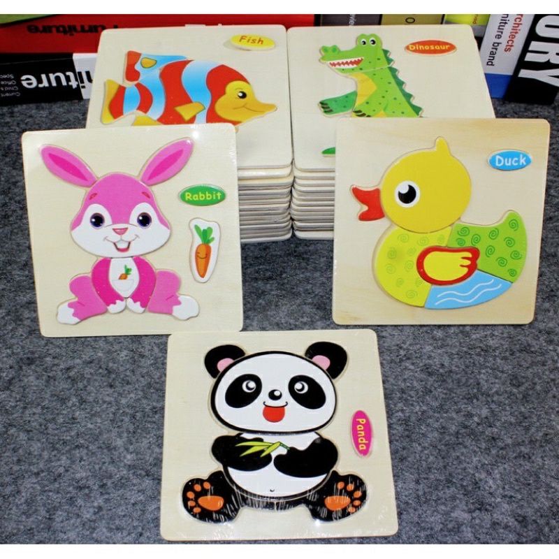 Tranh ghép gỗ 3D kèm tên tiếng anh cho bé