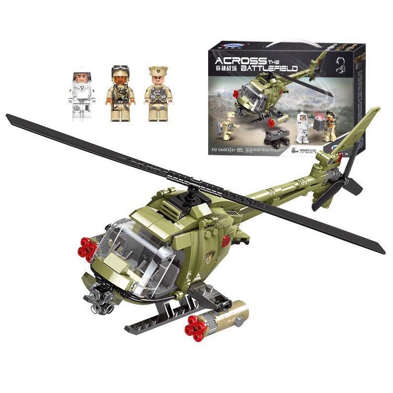 Bộ đồ chơi lắp ráp lego chiến đấu - Trực thăng, xe quân sự, đại bát