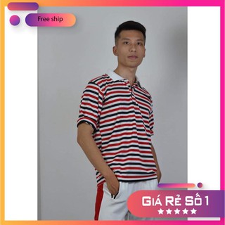 [FREESHIP EXTRA] [HÀNG MỚI] Áo phông unisex cổ bẻ sọc ngang (ảnh thật shop chụp)