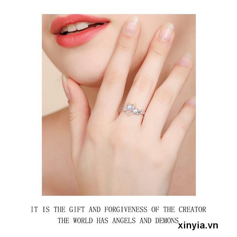 Cho Cặp Nhẫn Bạc Họa Tiết Trái Tim Thời Trang Đôi Nhẫn quỷ thiên thần