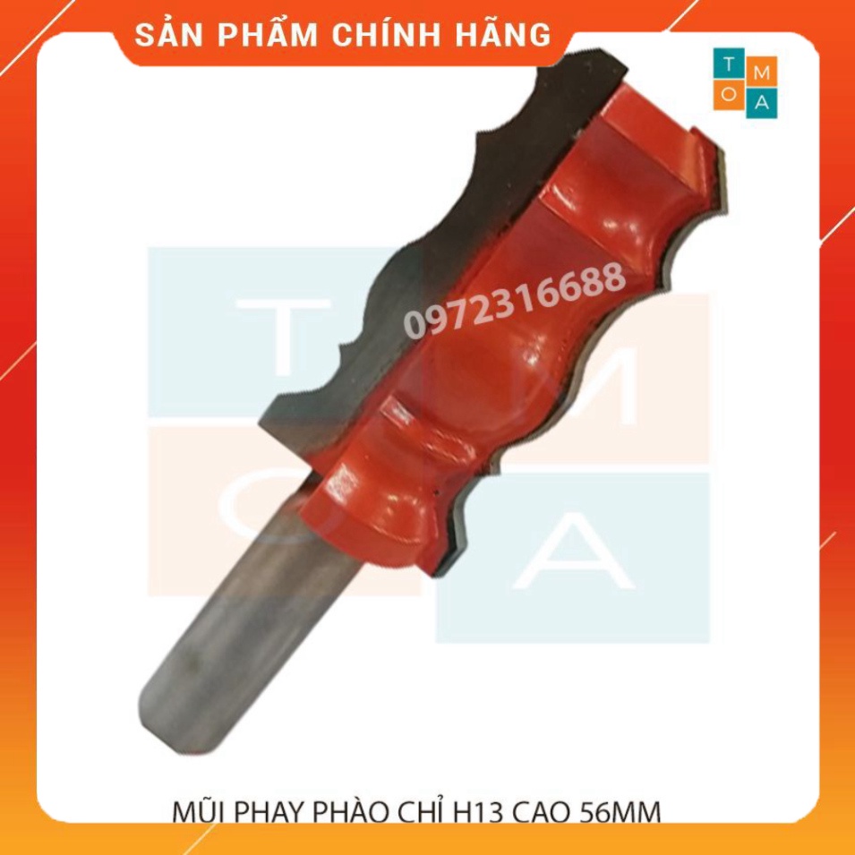 MŨI SOI GỖ - MŨI PHAY GỖ ĐÁNH CHỈ PHÀO H13 CAO 56MM CỐT 12.7MM - CHỈ PHÀO NÓC - PHÀO NẸP HÀNG VIỆT NAM