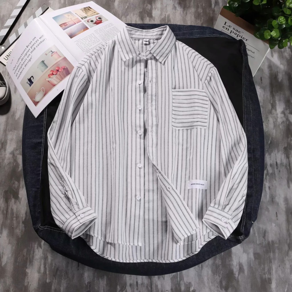 Áo Sơ Mi Tay Dài Kẻ Sọc Thời Trang Mùa Hè Size M-2xl Cho Nam