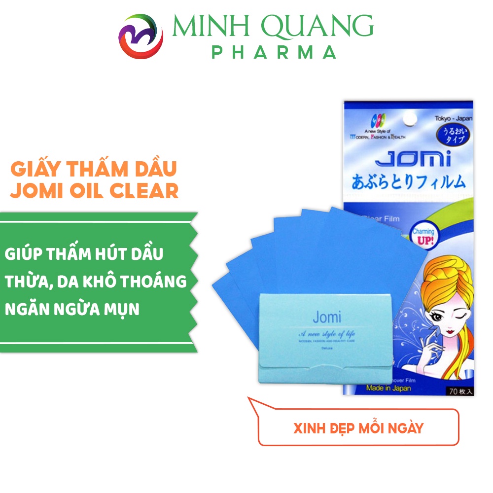 Giấy thấm dầu JOMI OIL CLEAR thấm hút dầu thừa, giúp da khô thoáng 70 miếng