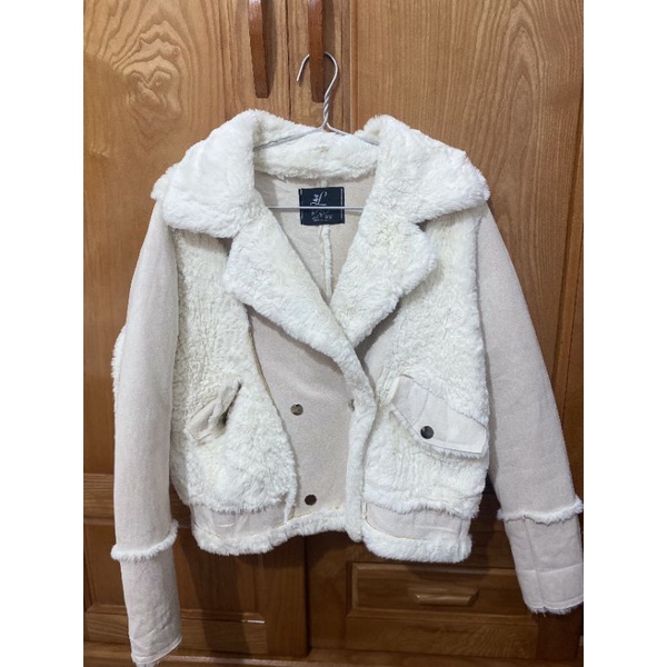 Áo khoác lông phối da lộn