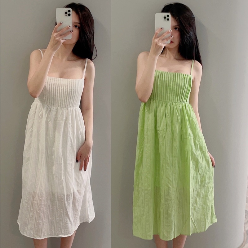 Váy maxi đi biển váy maxi hai dây dài đi biển màu trắng đầm maxi hai dây đi biển màu xanh siêu xinh (ảnh thật)