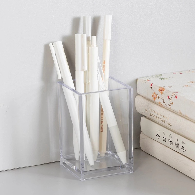 Hộp Đựng Bút/Cọ Trang Điểm Hình Vuông Bằng Acrylic Trong Suốt