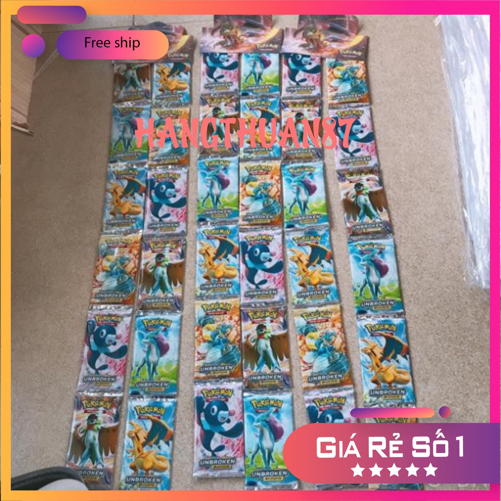 Thẻ bài Pokemon dây ( giá 1dây 12 gói)