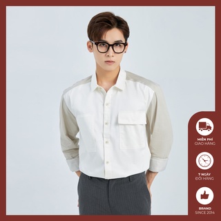 Áo Sơ Mi Nam Chất Cotton Thô Ba Màu Trắng Đen Nâu Phối Màu Độc Đáo, Trẻ Trung, Lịch Sự ĐỘC MENSWEAR - SM340