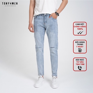 Quần jeans nam tony4men form slimfit basic qj1072