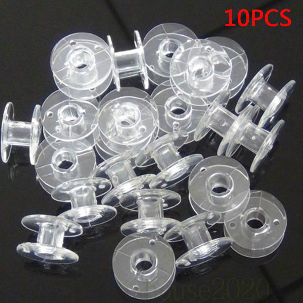 Set 10 lõi cuộn chỉ chất liệu nhựa trong suốt chuyên dụng cho may vá bằng máy/ thêu thủ công