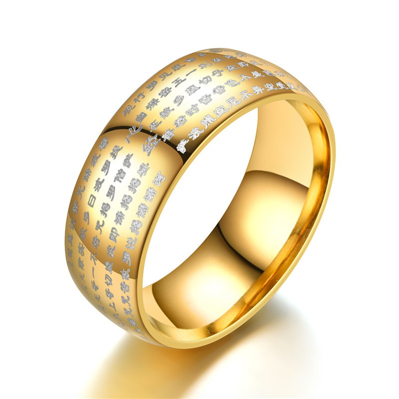 Nhẫn thép titan đơn giản cho nam và nữ-phong cách Phật giáo