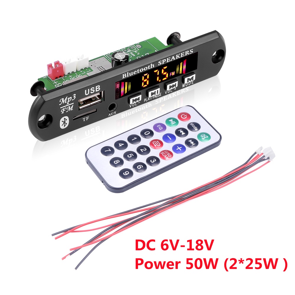 Bảng Mạch Khuếch Đại Âm Thanh MP3 12V MP3 WMA 2 * 25W 50W USB TF FM Radio Bluetooth Kèm Điều Khiển Từ Xa Cho Xe Hơi