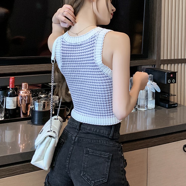 Áo dệt kim Pure Cube sát nách hoạ tiết kẻ sọc thời trang dành cho phái nữ