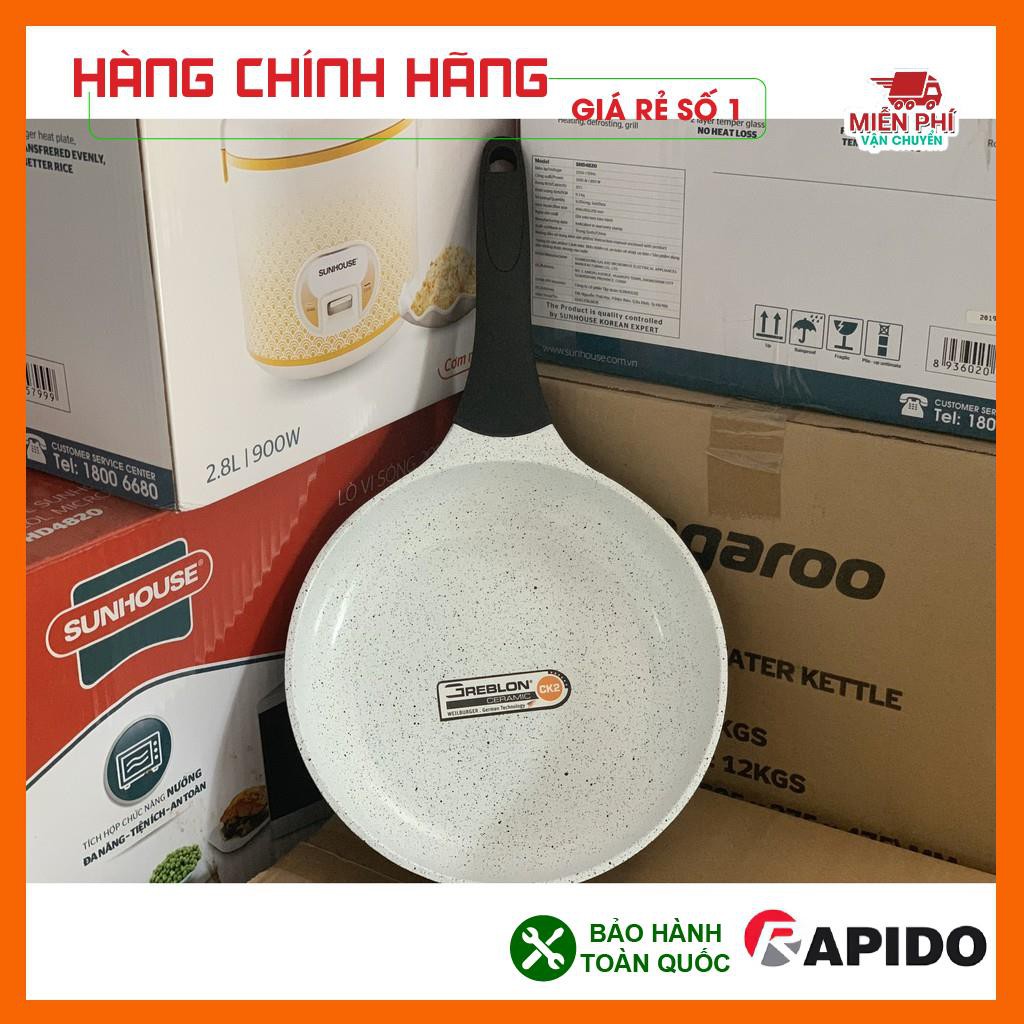 Chảo chống dính bếp từ, chảo từ men Đức Rapido 20cm, 24cm, 28cm đáy phẳng,thân và đáy chảo bằng nhôm đúc nguyên khối