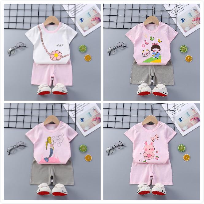 Bộ Đồ Gồm Món Áo Cotton Ngắn Tay + Quần Short Cho Bé Gái (1-6 Tuổi)