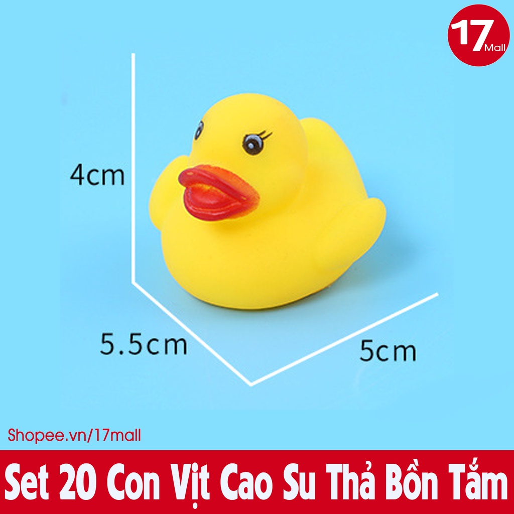 Set 20 con vịt cao su màu vàng thả chậu tắm bóp kêu chíp chíp, cùng bé yêu vui vẻ đi tắm 🛒17Mall