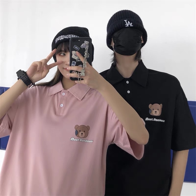 [Rẻ vô địch] Áo thun có cổ , áo polo gấu ngực freesize dành cho nam và nữ