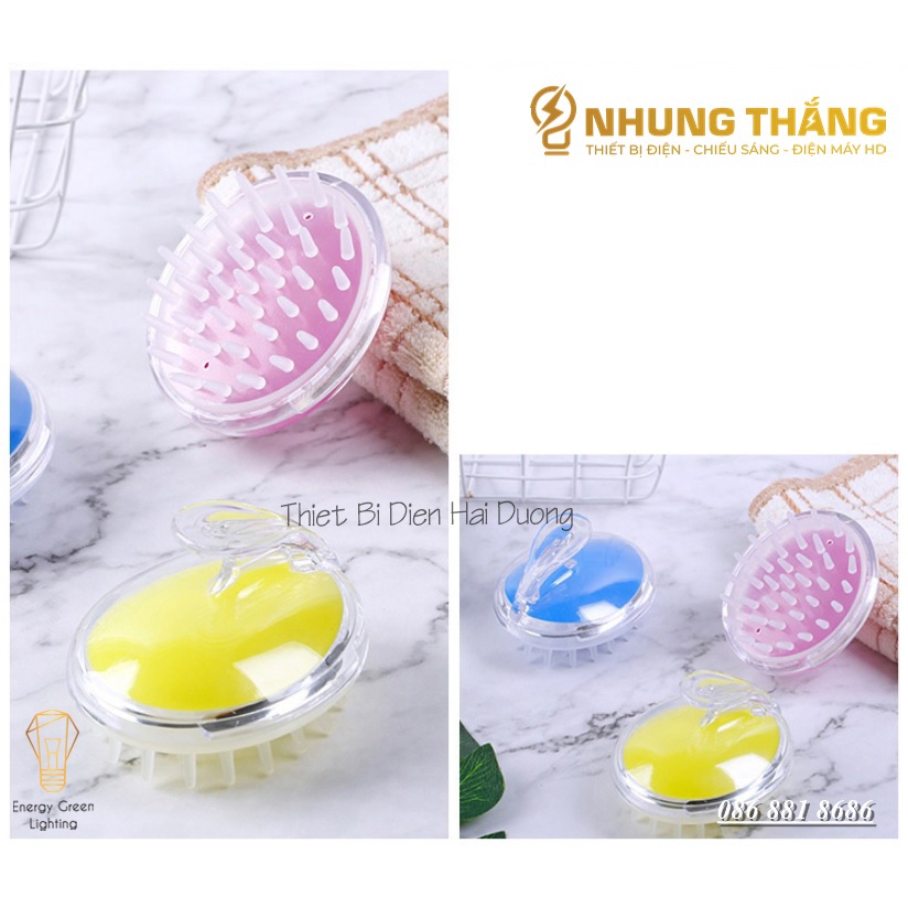 Lược massage da đầu đa năng có tay cầm - Lược gội đầu kích thích mọc tóc, giảm rụng tóc, tránh tổn thương da đầu -Random